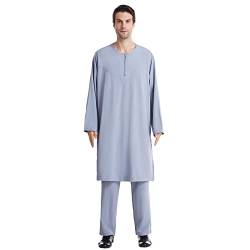 Arabische Kleidung Herren Kaftan Anzug Herren Middle East Thobe mit Hosen, Casual Dubai Arab Kaftan Kleidung Herren Afghan Pakistani Indisch Shalwar Kameez Anzug Kostüm Hosen Shirt von KBOPLEMQ