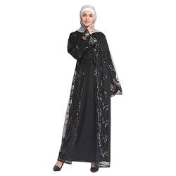 KBOPLEMQ Abaya Muslim Gebetskleid Damen Langarm Islamische Muslimische Kleid Tunika Dubai Abendkleid Knöchellang Gewand Kleidung Maxiekleider Türkische Robe Ramadan Lang Dubai Kleid Gebetskleidung von KBOPLEMQ