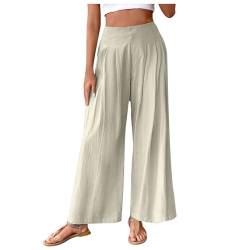 KBOPLEMQ Damen Leinenhose Sommerhose Leicht Leinenhose Hohe Taille Yoga Hosen Baggy Schlaghose Palazzo Hose mit Weitem Bein Einfarbig Strandhose Bequeme Freizeithose Musselin Hosen Haremshosen von KBOPLEMQ