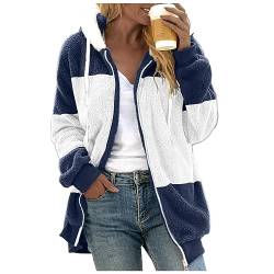 KBOPLEMQ Fleecejacke Damen Oversized Winterjacke Warm Hoodie Teddy Fleece Zip up Sweatshirt Herbst Winter Kapuzenpullover Mantel Elegant Jacke Oberteile Plüschjacke Kapuzenjacke mit Reißverschluss von KBOPLEMQ