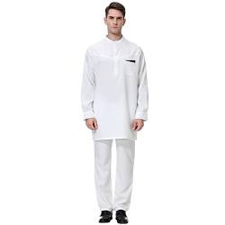 KBOPLEMQ Herren Kaftan mit Hosen Anzug Herren Middle East Thobe Saudi-arabisches Langarm-Gewand Für Herren, Crew Stehkragen Thobe, Islamische Kleidung Aus Dem Nahen Osten von KBOPLEMQ