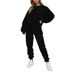 KBOPLEMQ Hosenanzug Damen Cord Jogginganzüge 2-Teilig Oversize Lang Kapuzenpullover Sweatshirt + Weitbeinige Hosen Sweatsuits Outfit Set Herbst Outfit Homewear Tracksuits Sweatsuits Sportbekleidung von KBOPLEMQ