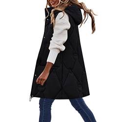 KBOPLEMQ Mantel Damen Winter, Weste Länge Daunenweste Lang Wintermantel Vest Steppweste Damen Daunenweste Weste Warmer Daunenmantel Leichte Gesteppte Dicker Weste Jacke Outdoor Klettern Reisen von KBOPLEMQ