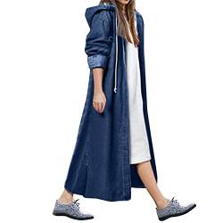 KBOPLEMQ Oversized Jeansmantel Zerrissen Jeansjacke Damen Jeansjacken Jean Coats Einreihiger langer Trenchcoat mit Kapuze von KBOPLEMQ