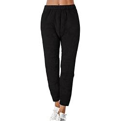 KBOPLEMQ Schlafanzughose Damen Lang Fleece Warm Jogginghose Dicke Hosen Winter Warm Flauschig Freizeithose Teddy Fleece Haushose Yogahose Sweatpants Fleece Pyjama Hose Gefütterte Traininghose von KBOPLEMQ