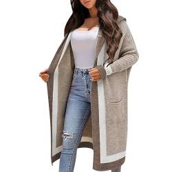 KBOPLEMQ Strickjacke Damen Lang Strickjacke Basic Cardigan Grobstrick Langarm Elegant Strickmantel Causal Strick Pullover mit Taschen Herbst Winter ÜbergangsJacke lässige vielseitige Strickjacke von KBOPLEMQ