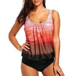 KBOPLEMQ Tankini Damen Bauchweg Badeanzug Zweiteilig Damen Große Größe Tankini Set mit Slip Push Up Bademode Tankinis für Damen Elegant Sommer Badeanzüge, Sportlich Strand Schwimmanzug S-6XL von KBOPLEMQ