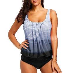 KBOPLEMQ Tankini Damen Bauchweg Badeanzug Zweiteilig Damen Große Größe Tankini Set mit Slip Push Up Bademode Tankinis für Damen Elegant Sommer Badeanzüge, Sportlich Strand Schwimmanzug S-6XL von KBOPLEMQ