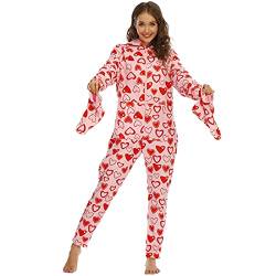 Schlafanzug Onesie Damen mit Füßen Damen Warm Fleece Einteiler Kapuze Fuß Pyjama Erwachsene Onesie mit Kapuze Winter Schlafanzug Einteiler Hausanzug Strampler Warmer Schlafoveralls von KBOPLEMQ