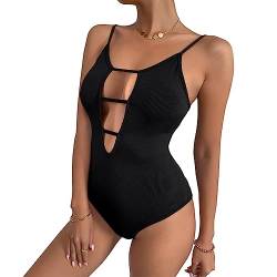 KBRPEY Body Bodysuit für Damen Sexy Ärmellos Bodysuit Overall mit Ausschnitten Slim Einteiliges Oberteil Bequeme Einteiler Elegant Bodysuits Body aus Rippstrick (Black XL) von KBRPEY