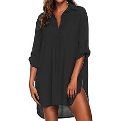 KBRPEY Damen Bikini Cover Up Strandkleid V Ausschnitt Kurzarm Sommer Strandponcho Strandurlaub Beach Bademode Strandtunika Badeanzug Casual Pareos von KBRPEY