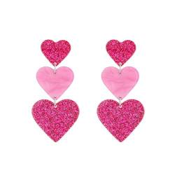 KBRPEY Herz Tropfen Ohrringe Einzigartige Ineinandergreifende Liebe Herz Baumeln Ohrringe Rosa Baumeln Ohrringe Prom Herz Baumeln Ohrstecker Ohrringe Für Frauen von KBRPEY