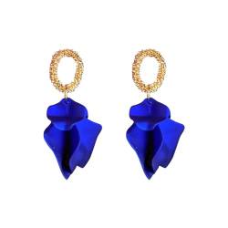 KBRPEY Ohrringe für Damen Boho Ohrringe Baumeln Ohrringe Mehrstufige Blütenblatt Ohrringe Elegant Statement Blumen Ohrringe Übertriebene Quastenohrringe(Blau) von KBRPEY