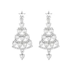 KBRPEY Ohrringe für Damen Weihnachtsbaum Ohrstecker Ohrringe Baumelnde Ohrringe Diamant-Glänzende Zirkon-Ohrringe Feiertags-Weihnachtsfest-Ohrringe für Frauen und Mädchen von KBRPEY