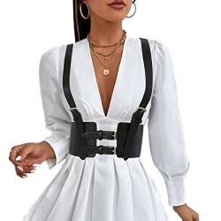 KBRPEY Punk Leder Korsett Gürtel Harness Gürtel Unterbrustkorsett Taillengürtel Verstellbare Gothic Weste Gürtel für Frauen und Mädchen Cosplay Party Rave Halloween Kostüm von KBRPEY