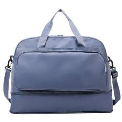 Damen- und Herren-Reisetasche mit großem Fassungsvermögen, Freizeit-Sport-Fitness-Tasche, Reisetasche, wasserdichtes, leichtes Handgepäck (Color : Fog Blue) von KCHYCV
