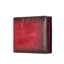 KCHYCV Herren-Leder-Geldbörse, Business-Vintage-Geldklammer, mehrere Kartenfächer, Münzbörse, Herren-Geldbörse (Color : Red) von KCHYCV