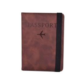 KCHYCV Reisepasshülle aus elastischem Leder for Herren und Damen, Reise-Ausweishalter, Brieftasche, Dokumenten-Organizer (Color : Coffee) von KCHYCV