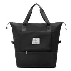 wasserdichte Gepäcktasche mit großer Kapazität for universelle Faltbare Reisetasche, Trocken- und Nasstrennung, Fitnesstasche, Handtasche, Reisetasche (Color : Black) von KCHYCV
