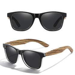KCOWYIOP Holz Polarisierte Sonnenbrille Herren Damen Original UV400 CAT 3 S5503 von KCOWYIOP