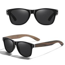 KCOWYIOP Holz Polarisierte Sonnenbrille Herren Damen Verspiegelt Original UV400-Schutz S8001 (8001DE/Black) von KCOWYIOP