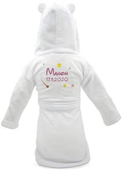 KDO MAGIC - Personalisierter Baby-Bademantel - Weich und flauschig - Personalisierbar mit einem Vornamen - Farbe Weiß - Jungen & Mädchen (12-18 Monat, Modell Stern) von KDO MAGIC