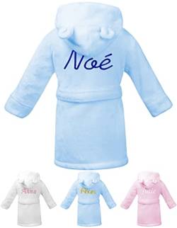 KDO MAGIC Personalisierter Baby-Bademantel - Weich und flauschig - Personalisierbar und bestickt mit Einem Namen - Jungen & Mädchen (12-18 Monat, Blau) von KDO MAGIC