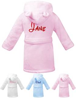 KDO MAGIC Personalisierter Baby-Bademantel - Weich und flauschig - Personalisierbar und bestickt mit Einem Namen - Jungen & Mädchen (6-12 Monat, Rosa) von KDO MAGIC