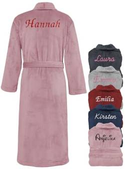 KDO MAGIC Personalisierter Damenbademantel - Anpassbare Robe - Bestickt mit einem Vornamen - Geschenk für Mama Weihnachten, Valentinstag, Geburtstag, Muttertag (M, Rosa) von KDO MAGIC