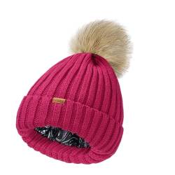 KDWAVE Rib Pom Beanie mit Fleecefutter, Satin-Fuchsia, Einheitsgr��e von KDWAVE