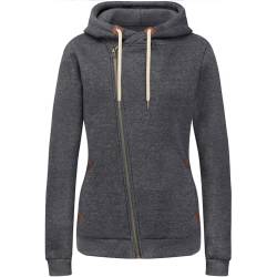 KEBORUILA Damen Sweatjacke Vicky Zip Hoodie Sweatjacke Kapuzenpullover Pullover mit Kapuze Dunkelgrau 3XL von KEBORUILA