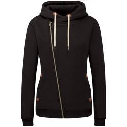 KEBORUILA Damen Sweatjacke Vicky Zip Hoodie Sweatjacke Kapuzenpullover Pullover mit Kapuze Schwarz XXL von KEBORUILA