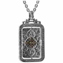 KEDDJI 925 Silber Vintage Diamant Stößel Sechs Zeichen Wahres Wort Drehende Hängende Tag Protector Drehende Buddha Tag Anhänger, silbrig von KEDDJI