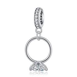 KEDDJI 925 Sterling Silber Charm Dangle Beads, Diy Handmade Lotus Ring Anhänger Geschenk für Frauen Mädchen Kompatibel mit Pandora Troll Chamilia Charm Armband und Halsketten von KEDDJI