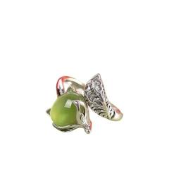KEDDJI Art Retro S925 Silber Set Honigwachs Fuchs Ring Offener Ring, grün von KEDDJI