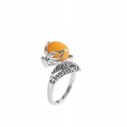 KEDDJI Art Retro S925 Silber Set Honigwachs Fuchs Ring Offener Ring, orange von KEDDJI