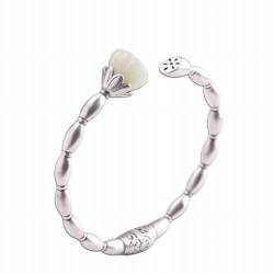 KEDDJI Ethnische Stil S925 Silber Schmuck Frühling Passend Hetian White Jade Armband, Armband von KEDDJI