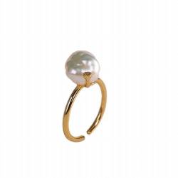KEDDJI S925 Reines Silber Vergoldet Eingelegt mit Natürlicher Süßwasserperle Personalisierte Offene Ring, Ring von KEDDJI