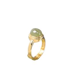 KEDDJI S925 Silber Eingelegt Hotan Jade Jaspis Geometrische Ring Ring Ring, golden, Eröffnung von KEDDJI