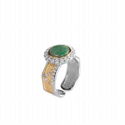 KEDDJI S925 Silber Eingelegt Jade Ring mit Öffnungsring, Ring von KEDDJI