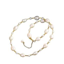 KEDDJI S925 Silber Überzogene Süßwasser Perlen Halskette Vielseitige Kragen Kette, Halskette von KEDDJI