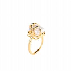 KEDDJI S925 Silber Vergoldet Barock Perle Ring Design mit Personalisierten Armbändern, Ring von KEDDJI