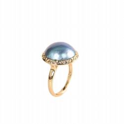 KEDDJI S925 Sterling Silber Überzogenes Gold Inlayed Natural Pearl Ring Personalisierte Offene Ring, Ring von KEDDJI