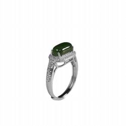 KEDDJI S95 Sterling Silber Inlay Natürliche Hetian Saphir Sattel Ring Stil Personalisierte Offene Ring, Ring von KEDDJI