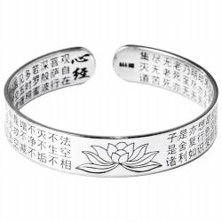 KEDDJI S999 Silber Lotus Herz Sutra Breites Armband mit Verstellbarer Glatter Gesicht Armband Öffnung, silbrig von KEDDJI