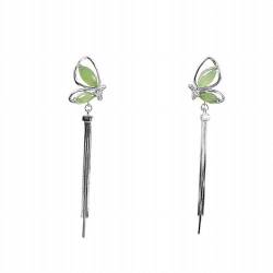 S925 Silber Eingelegt Hotan Jade Jaspis Schmetterling Ohrringe Antike Ohrringe, KEDDJI, Ohrring von KEDDJI