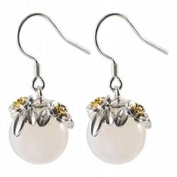 S925 Silber Palast Vintage Pfirsichblüte Ball Hotan Jade Ohrringe Ohrringe, KEDDJI, Weiß von KEDDJI