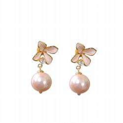 S925 Silber Schmuck Eingelegt mit Perlen Ohrringe Stil Vergoldete Blumen Ohrringe, KEDDJI, Ohrstecker von KEDDJI