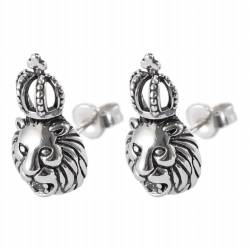 S925 Sterling Silber Retro Thai Silber Stil Krone Löwe Kopf Ohrringe Silber Ohrringe, KEDDJI, Ohrstecker von KEDDJI