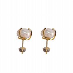 S925 Sterling Silber Vergoldet Natürliche Unregelmäßige Perlenohrringe mit Personalisierten Ohrringen, KEDDJI, Ohrringe von KEDDJI